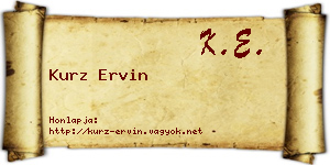 Kurz Ervin névjegykártya